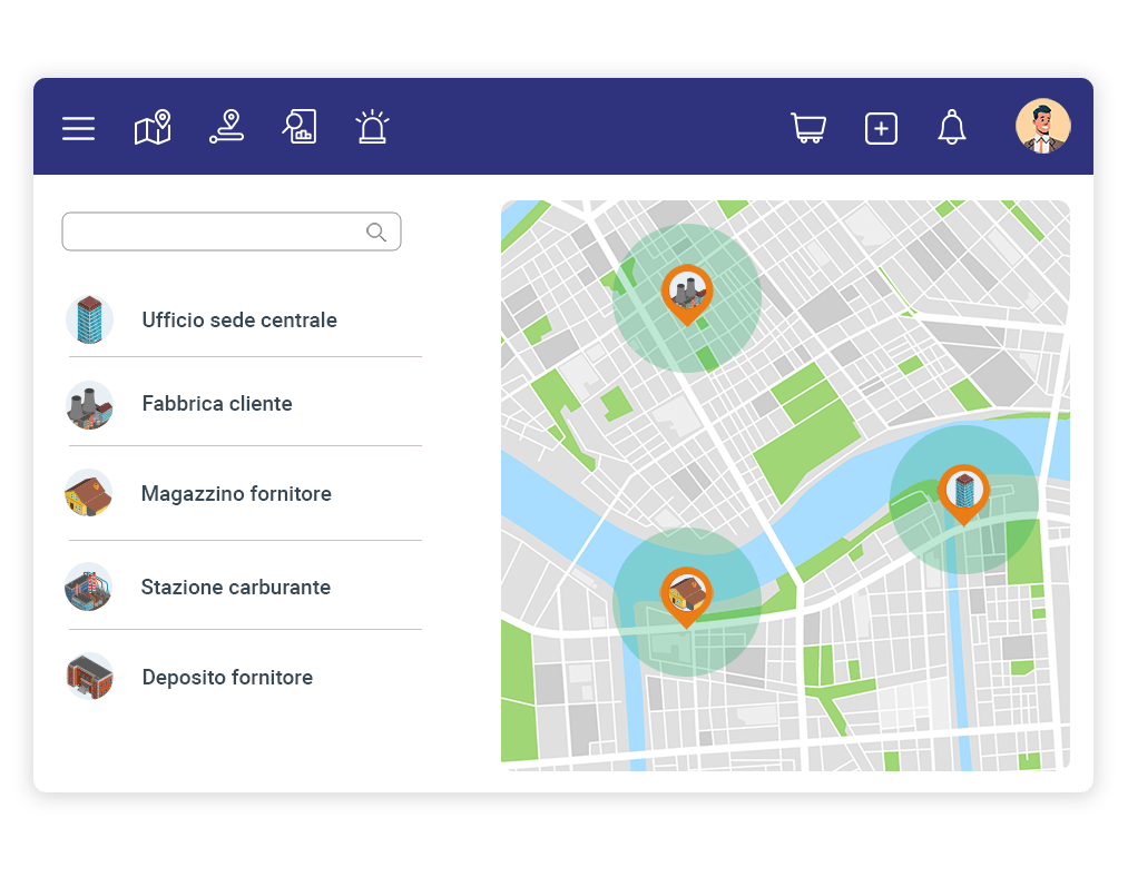 Punti e luoghi di interesse sulla mappa