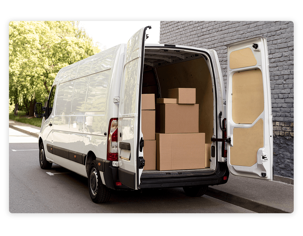 Furgone per corriere consegna pacchi