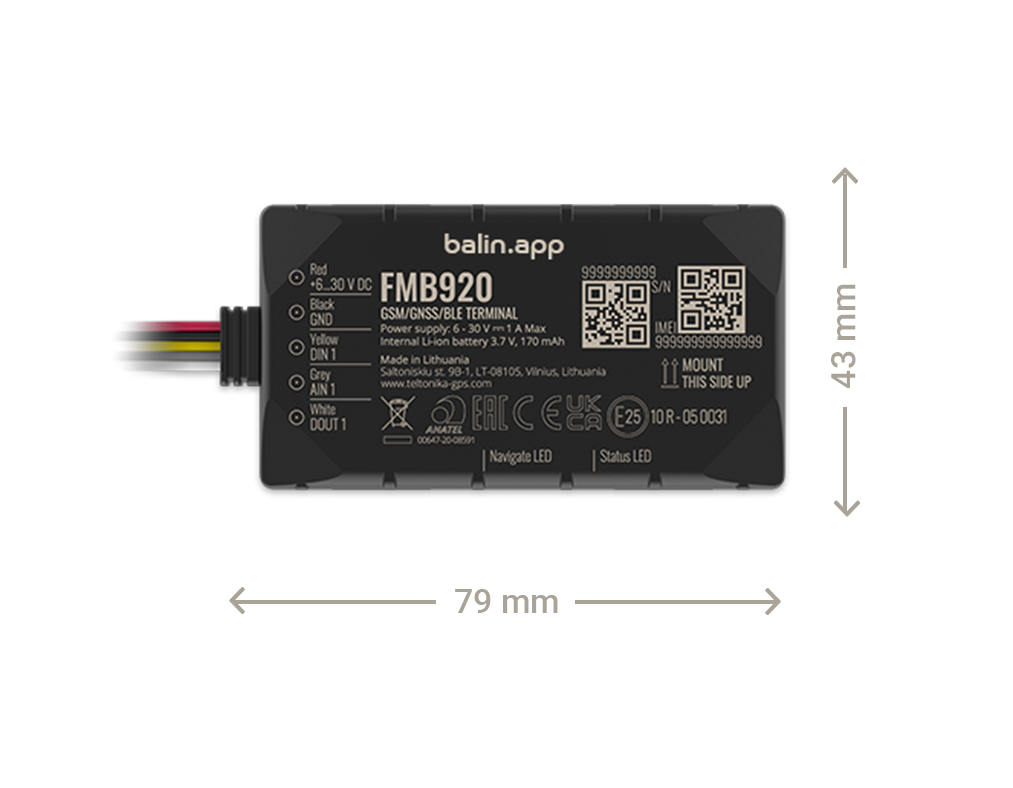 Dimesioni localizzatore GPS FMB920